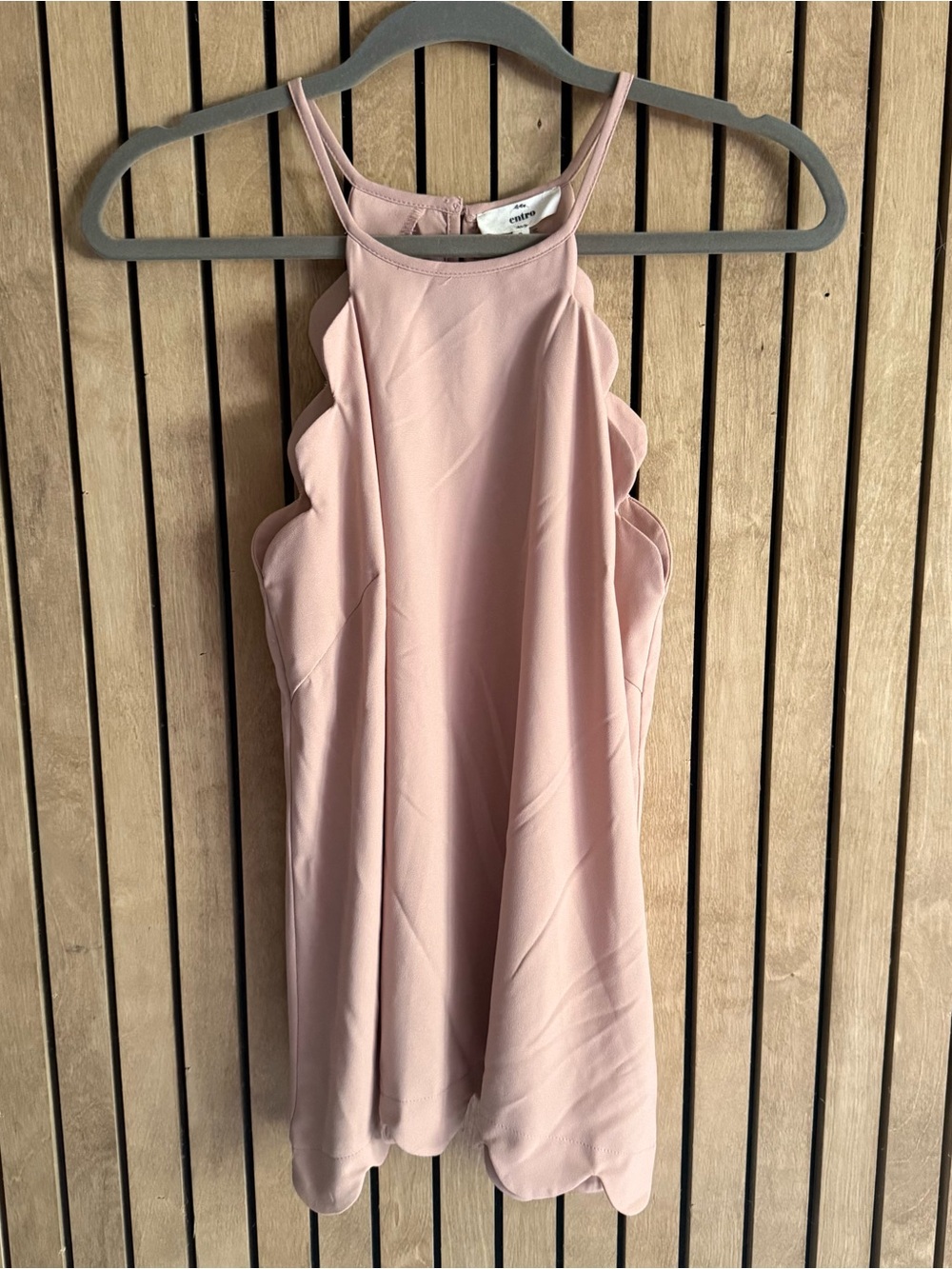 entro Blush Pink Scallop-Edge Tank Top